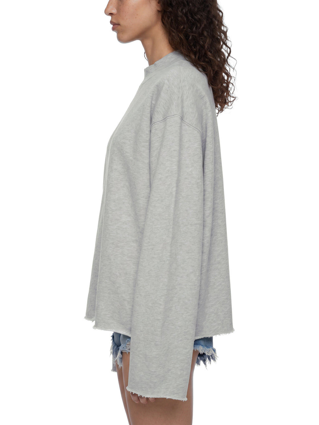 Unisex Mock-Neck Raw-Edge Boxy Sweatshirt