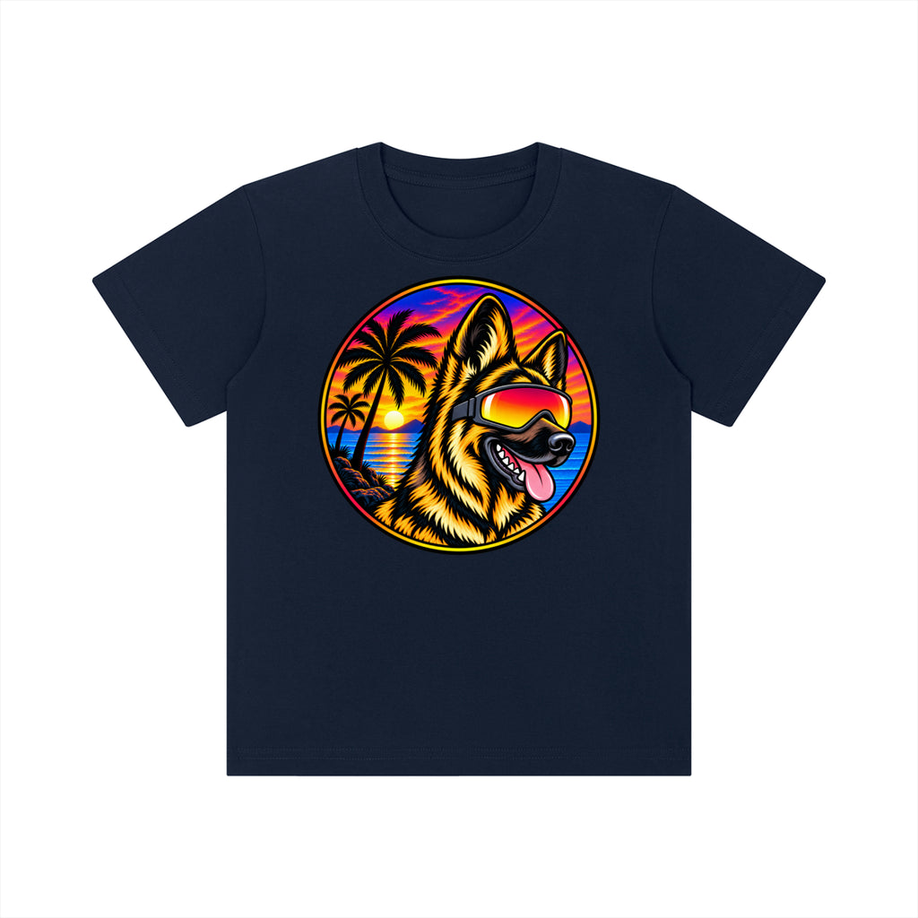German Shepherd Sunset Kids' Crewneck Short-Sleeve T-Shirt