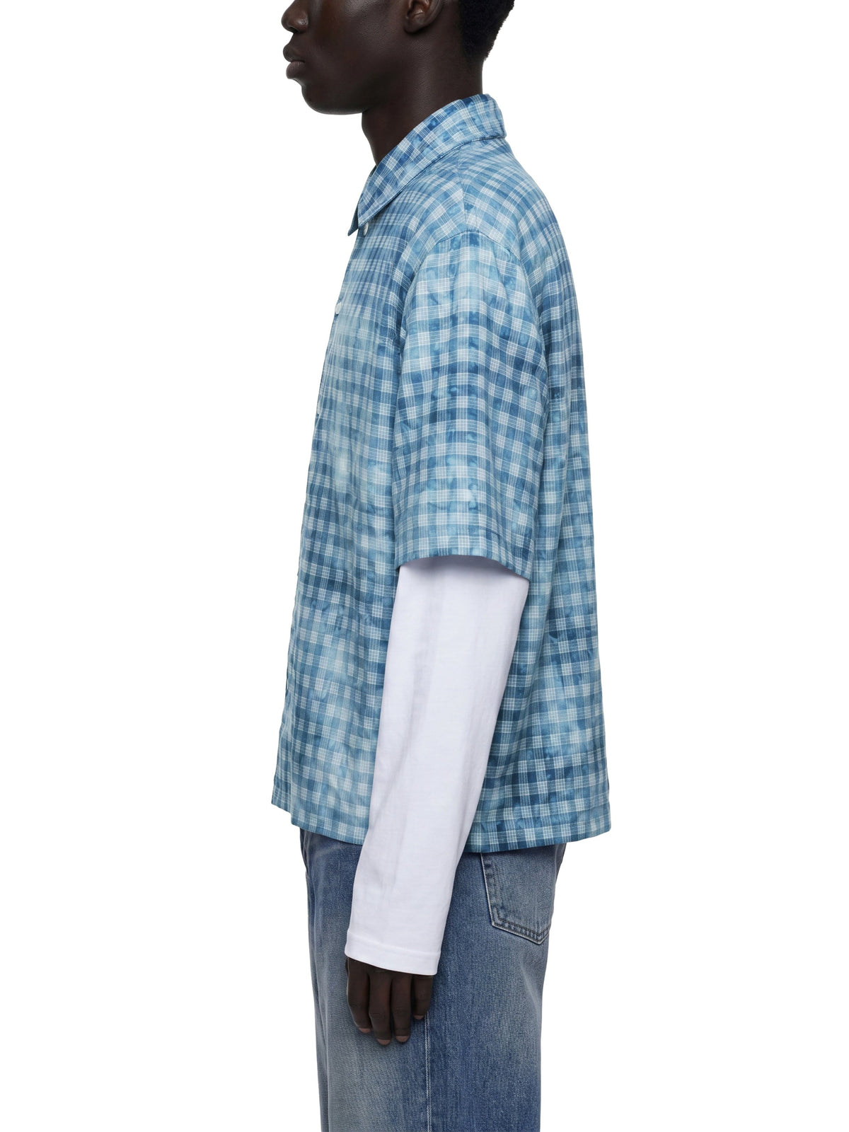Unisex Vintage Wash Plaid Short Sleeve Shirt