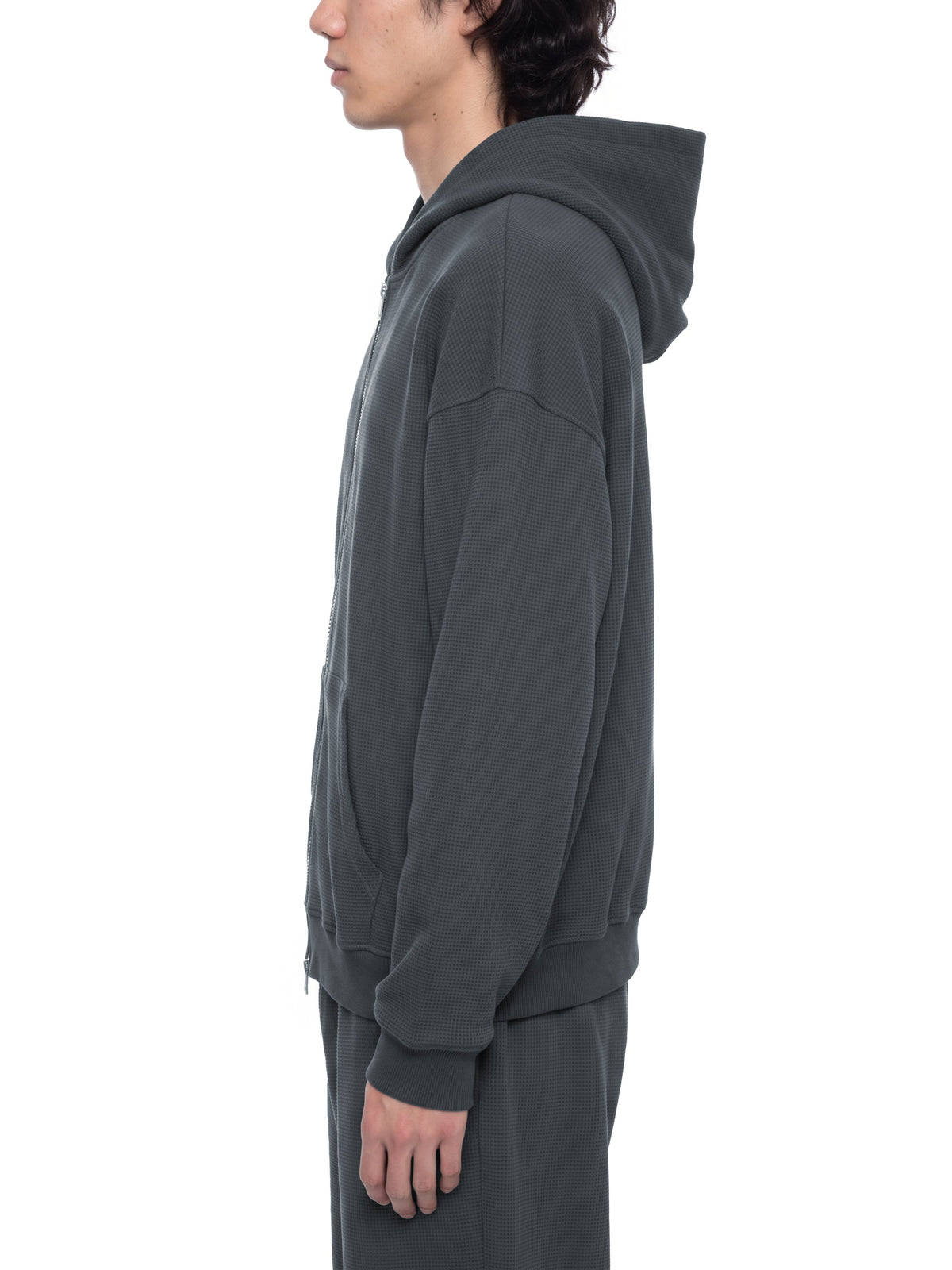 Unisex Waffle Boxy Full-Zip Hoodie