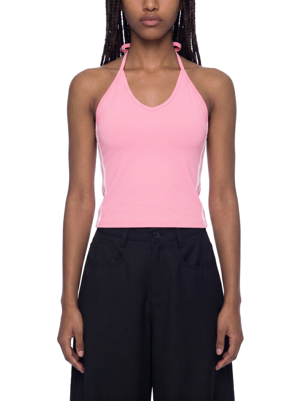 Women's Color Block Halter Crop Tank Top