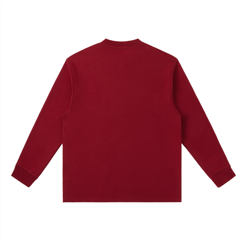Wine Red Essential Crewneck Long-Sleeve T-Shirt back product view