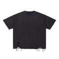 Black Unisex Snow-Washed Raw-Hem T-Shirt front view