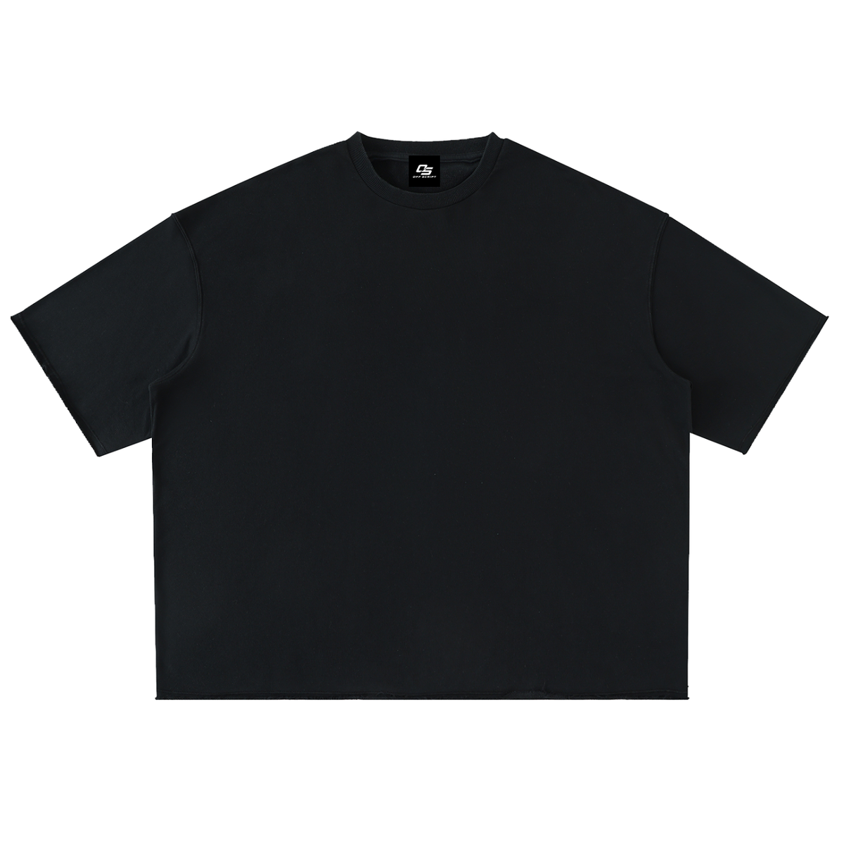 Black Unisex Washed Rolled-Hem Half-Sleeve T-Shirt front view