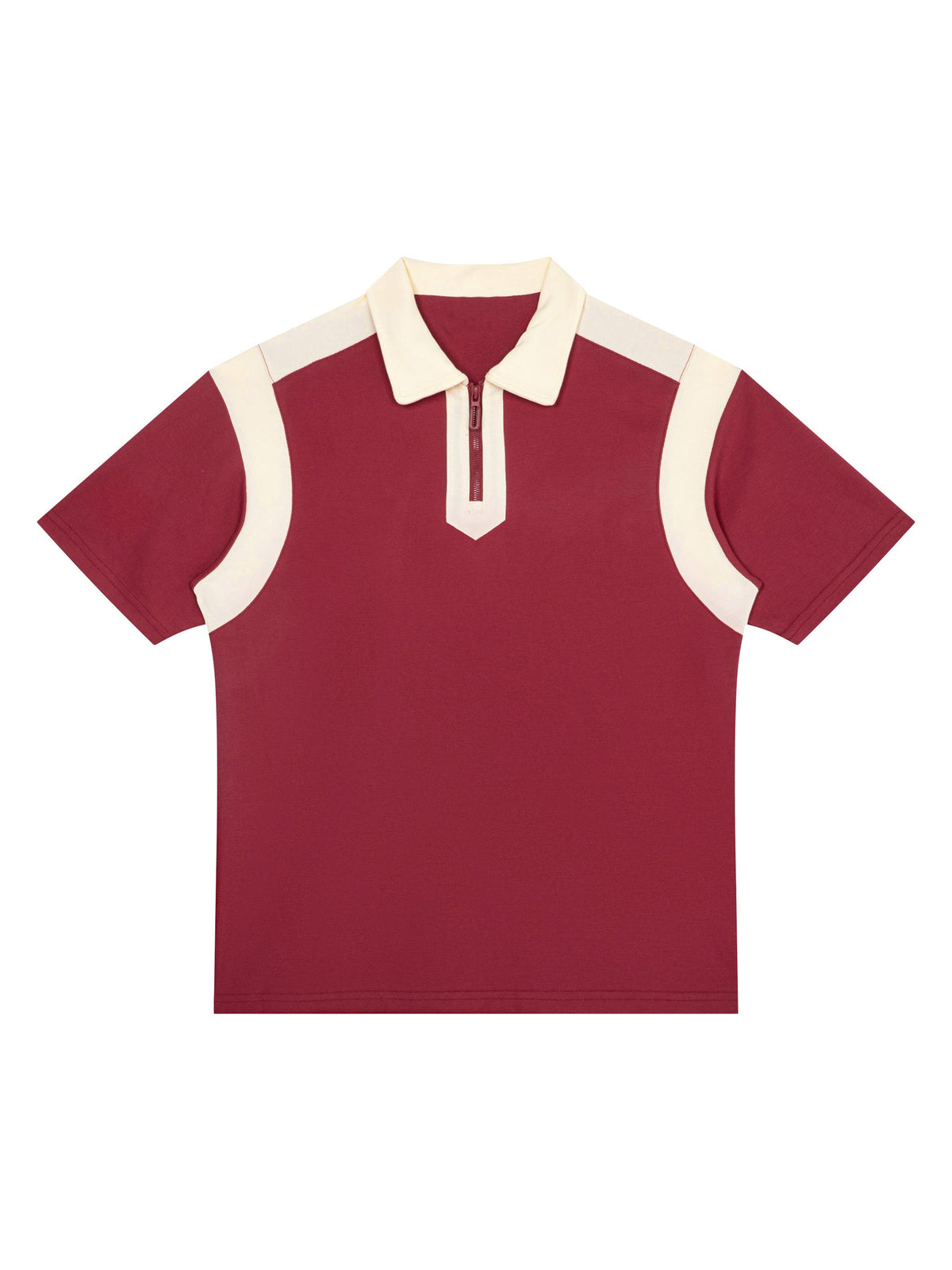 Unisex Color Block Quarter Zip Polo Shirt