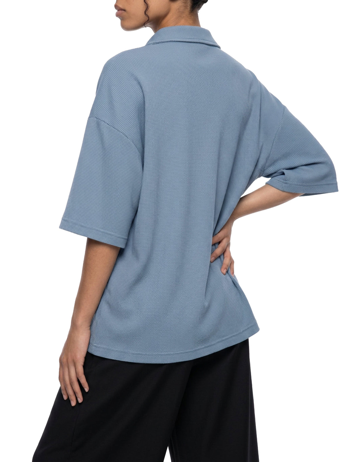 Unisex Vintage Wash Waffle Boxy Polo Shirt