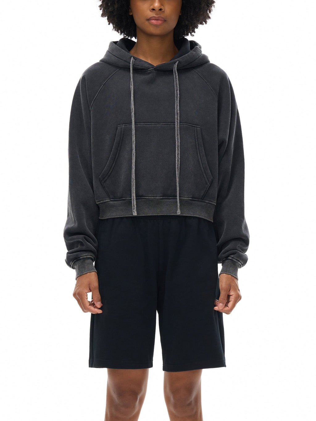 Snow Washed Cropped Hoodie