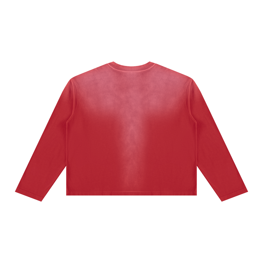 Off Script Sunfade Boxy Long Sleeve T-Shirt - Red back view