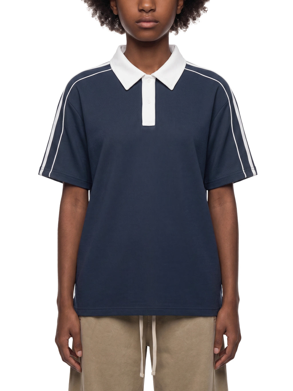 Contrast Collar Short-Sleeve Polo Shirt
