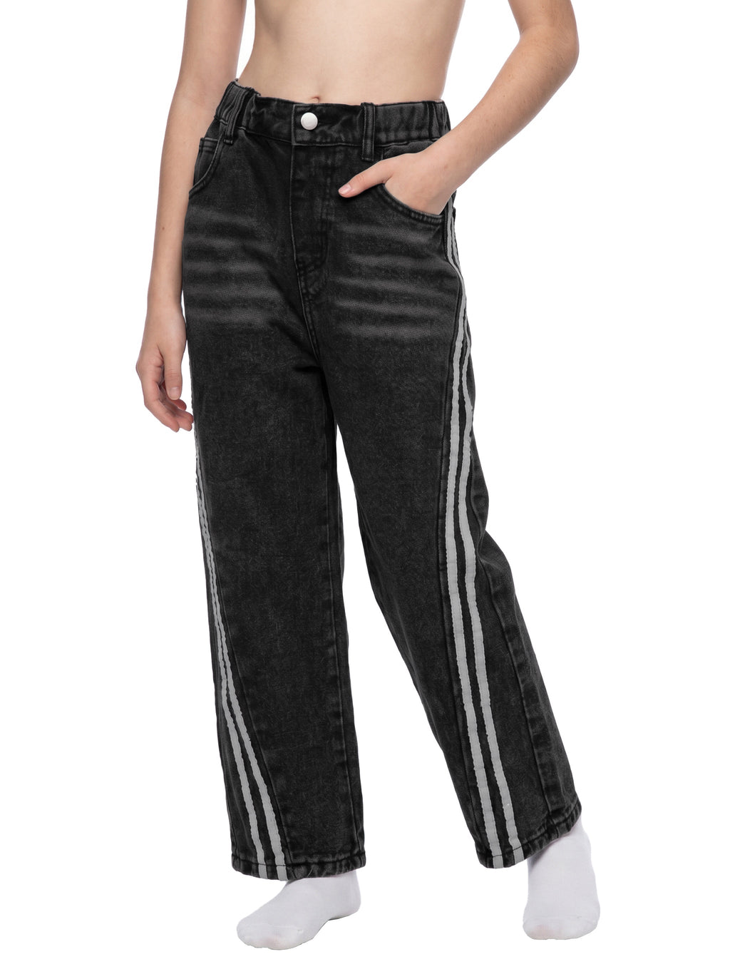 Kids' Vintage-Wash Side-Stripe Jeans