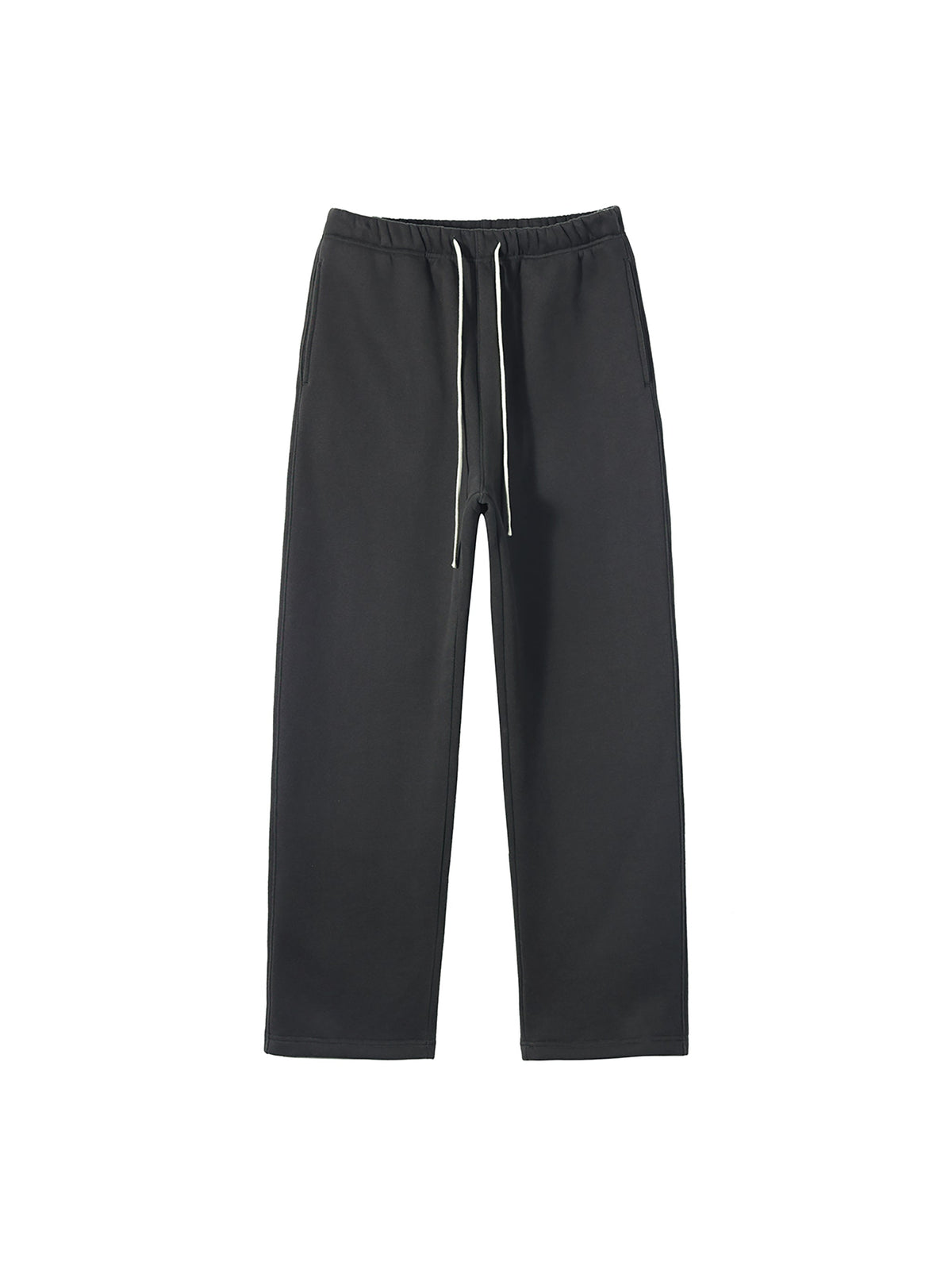 Unisex Solid Colour Fleece Straight-Leg Pants