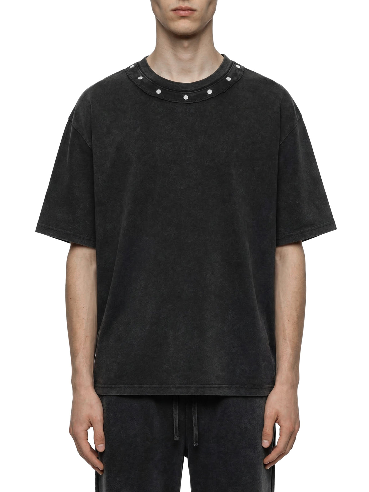 Unisex Washed Boxy Studded T-Shirt