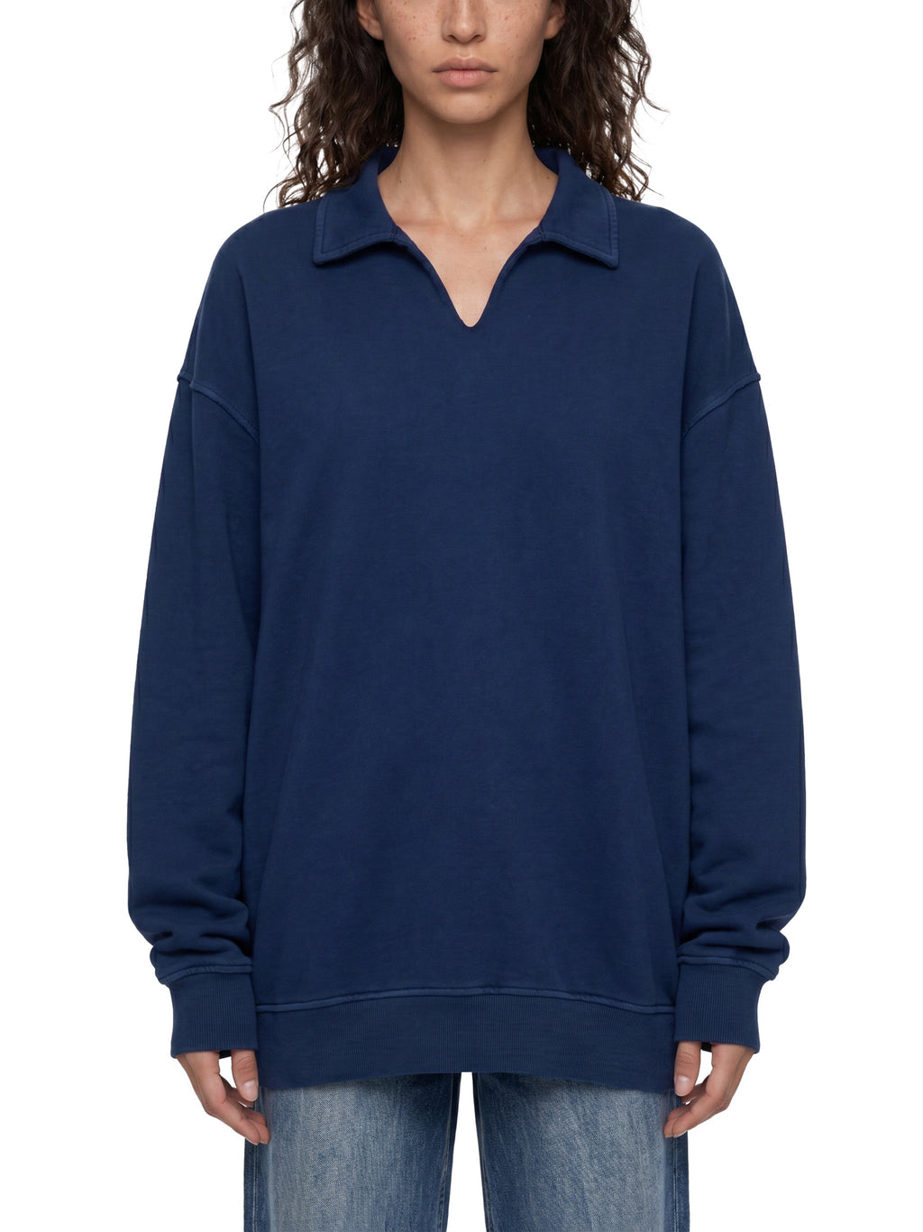 Unisex Vintage Wash Collared Sweatshirt