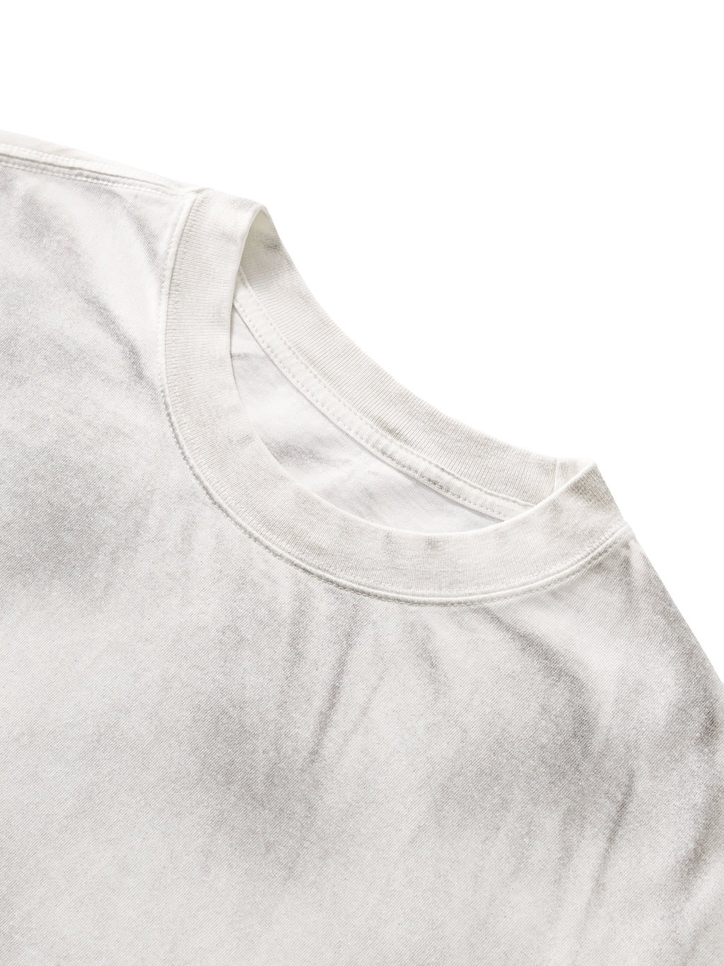 Off Script Dirty Washed Loose T-Shirt - White Gray neckline detail