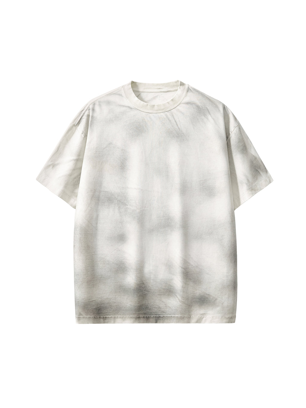Off Script Dirty Washed Loose T-Shirt - White Gray front view