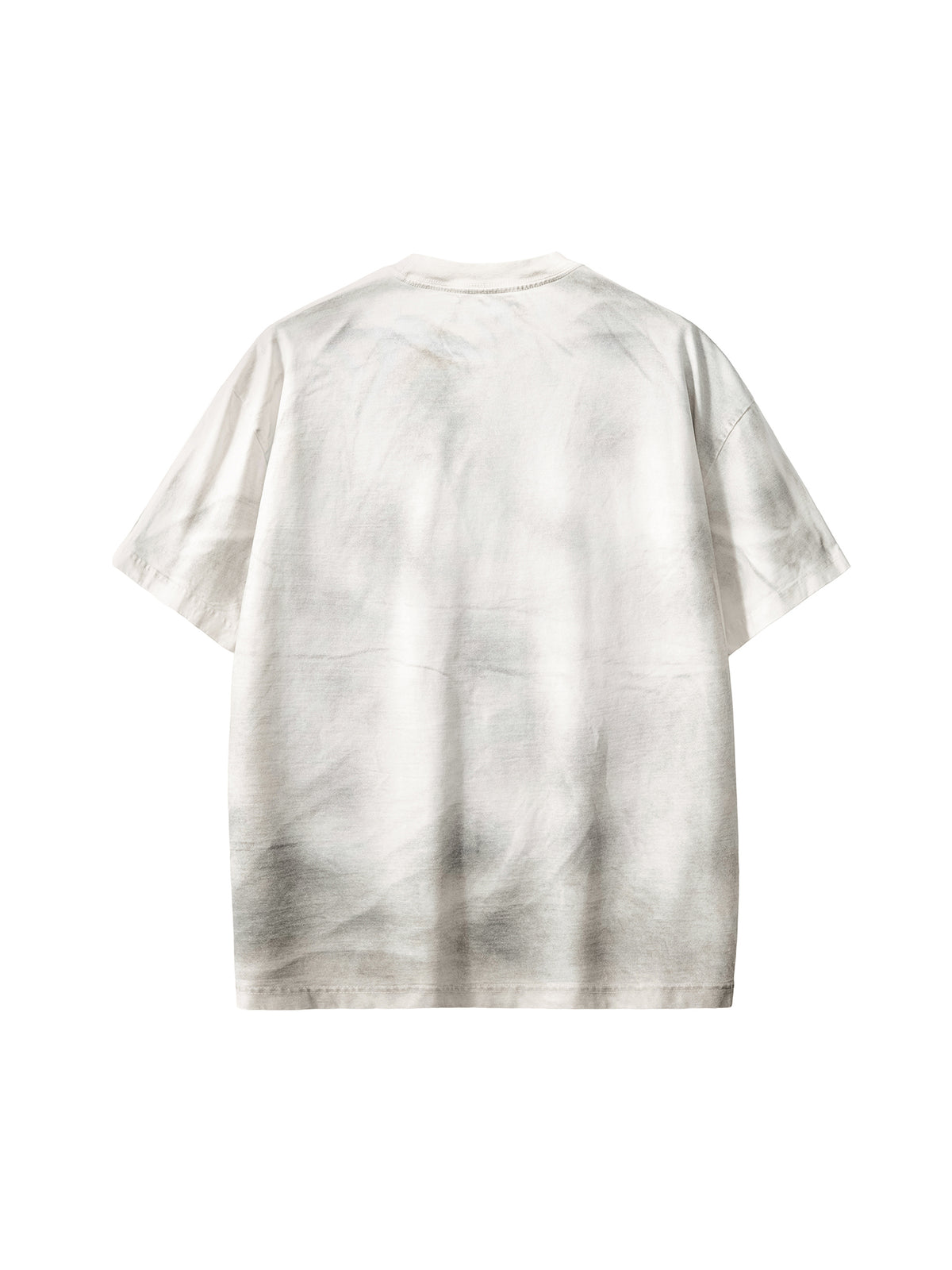 Off Script Dirty Washed Loose T-Shirt - White Gray back view