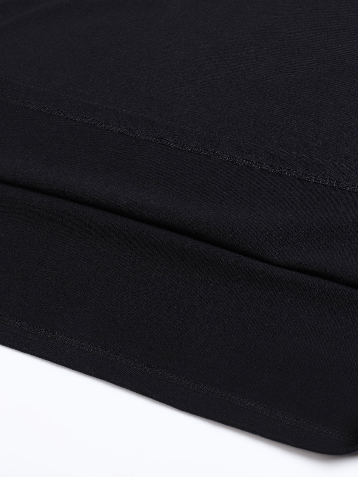 Off Script Drop Shoulder Cotton T-Shirt - Classic Black hem detail