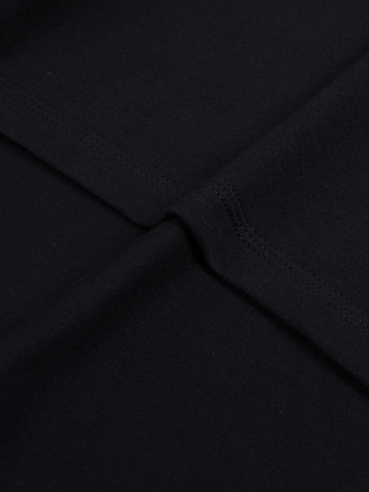 Off Script Drop Shoulder Cotton T-Shirt - Classic Black seam construction detail