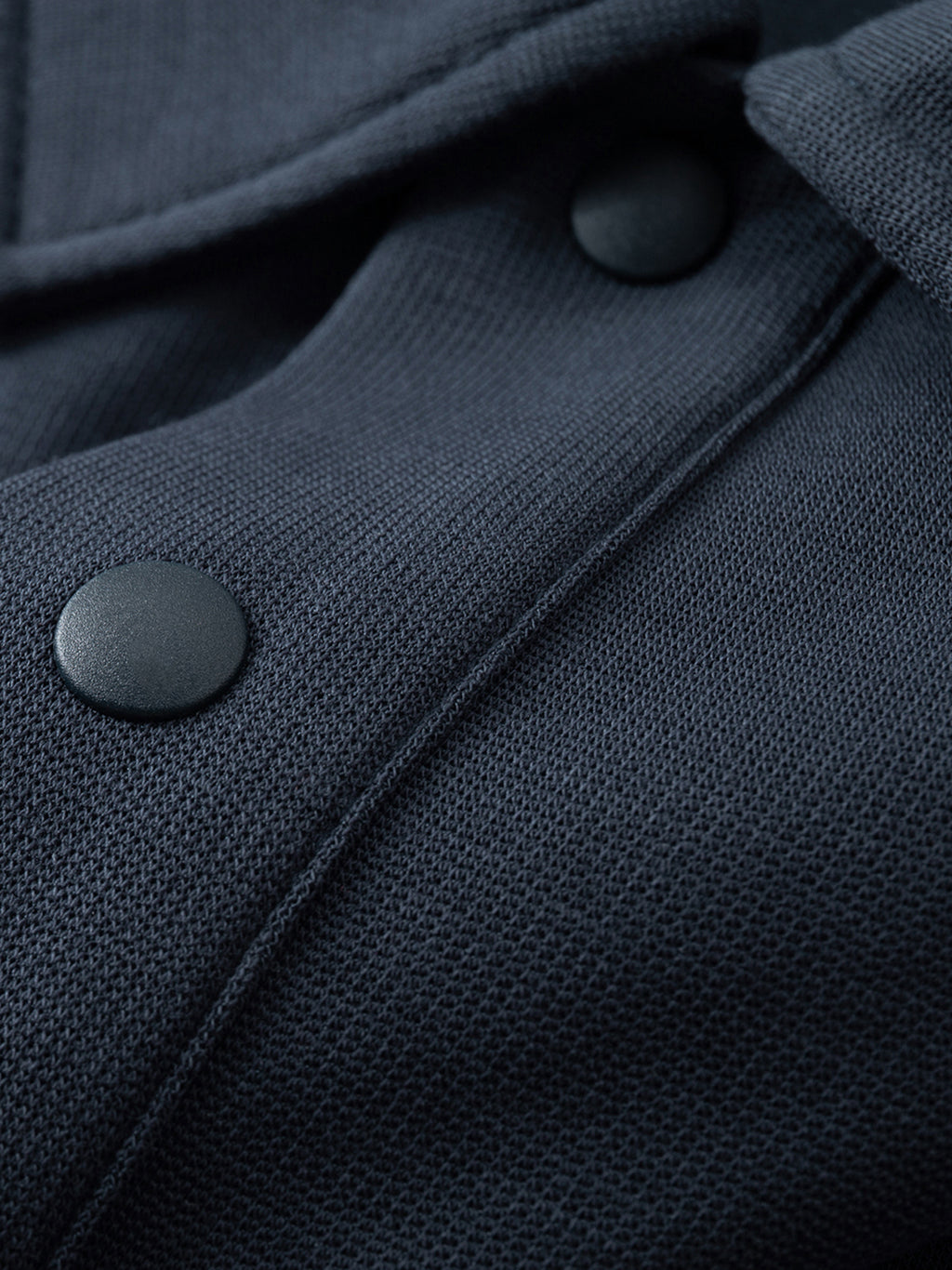 Drop Shoulder Short-Sleeve Polo button placket detail