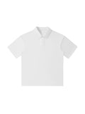 White Drop Shoulder Short-Sleeve Polo front product view