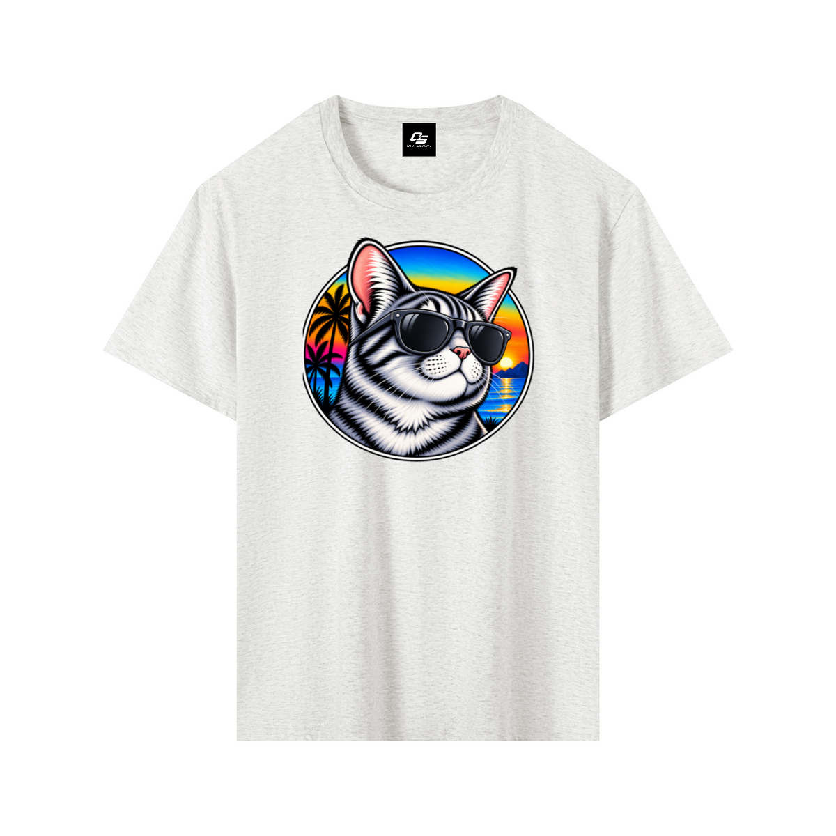 Cool Cat Tropical Sunset Pure Cotton Unisex T-Shirt