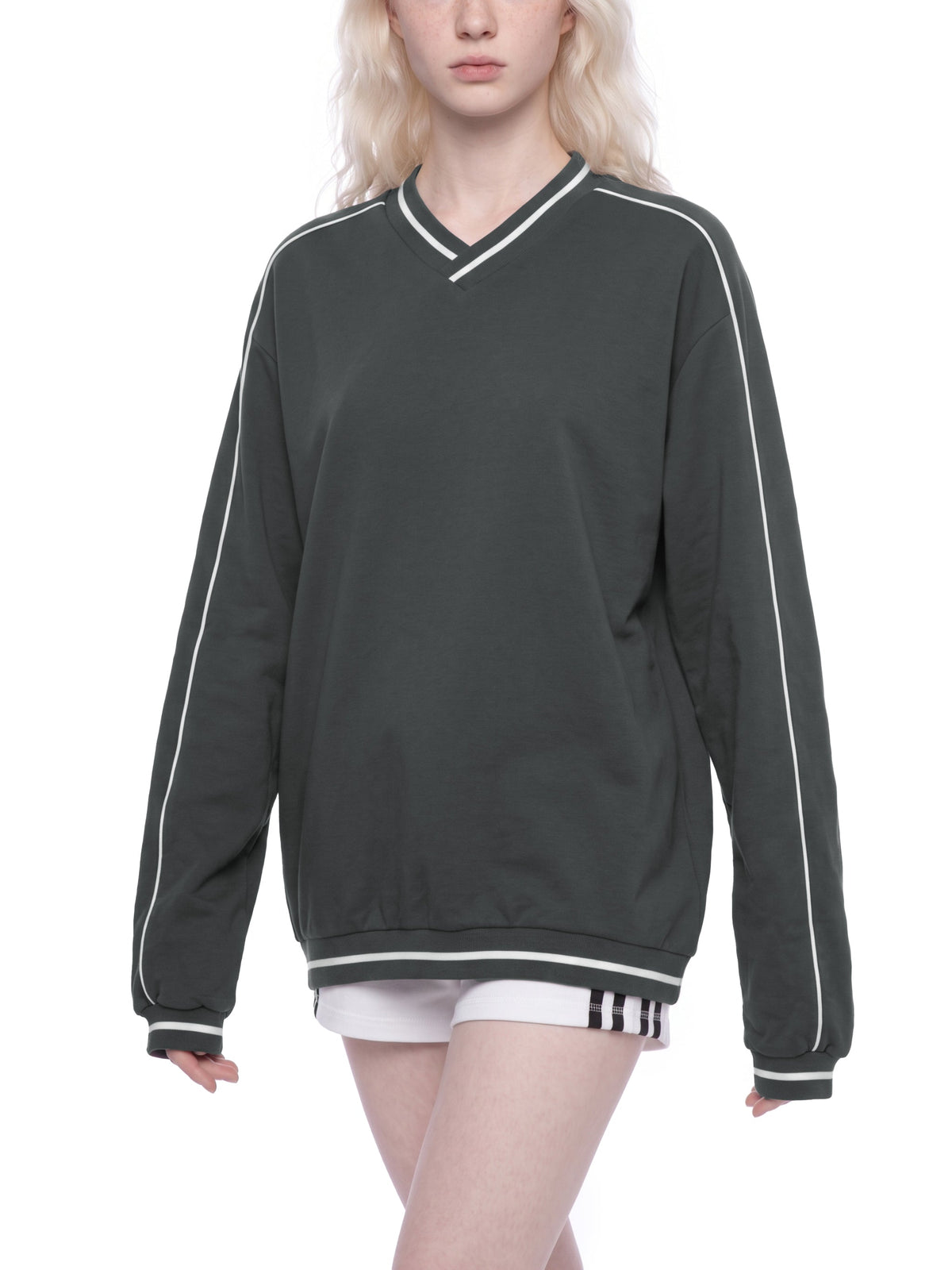 Unisex Color Block V-Neck Sweatshirt