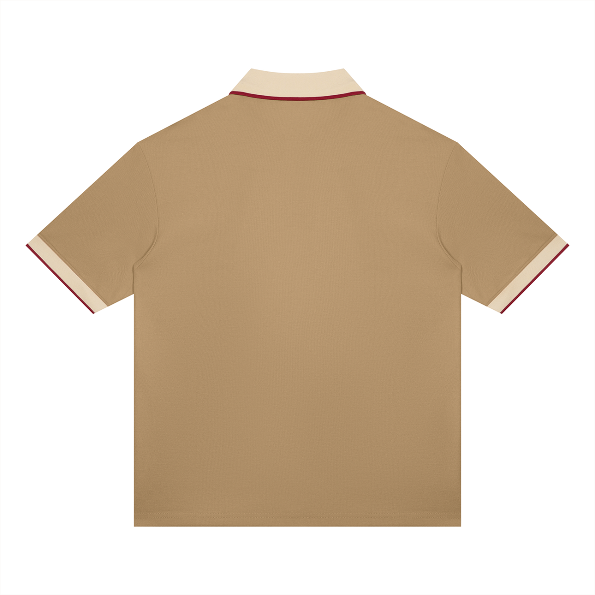 Khaki with Beige Camel Unisex Color Block Polo Shirt back product view