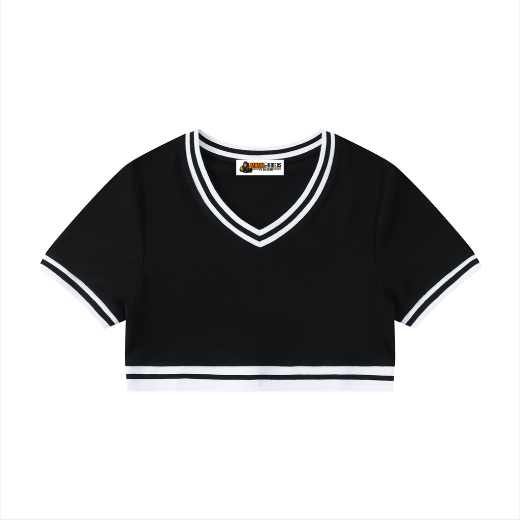 Women's Color Block V-Neck Crop T-Shirt