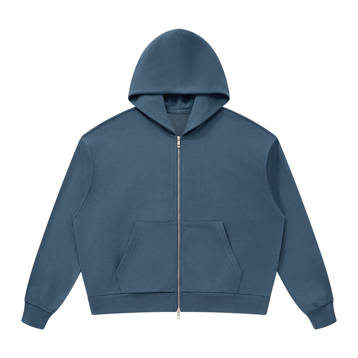 Unisex Drop Shoulder Full Zip Hoodie – Haze Blue
