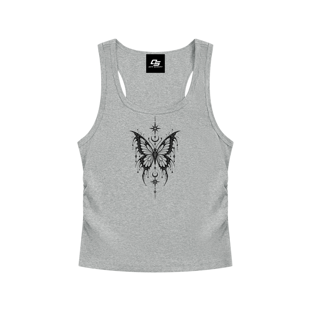 Celestial Butterfly Ruched Cropped Tank Top