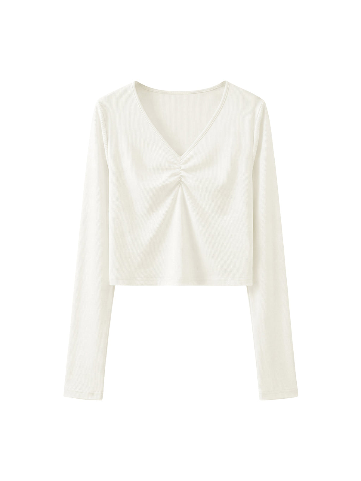 Women's Ruched Long Sleeve Crop T-Shirt