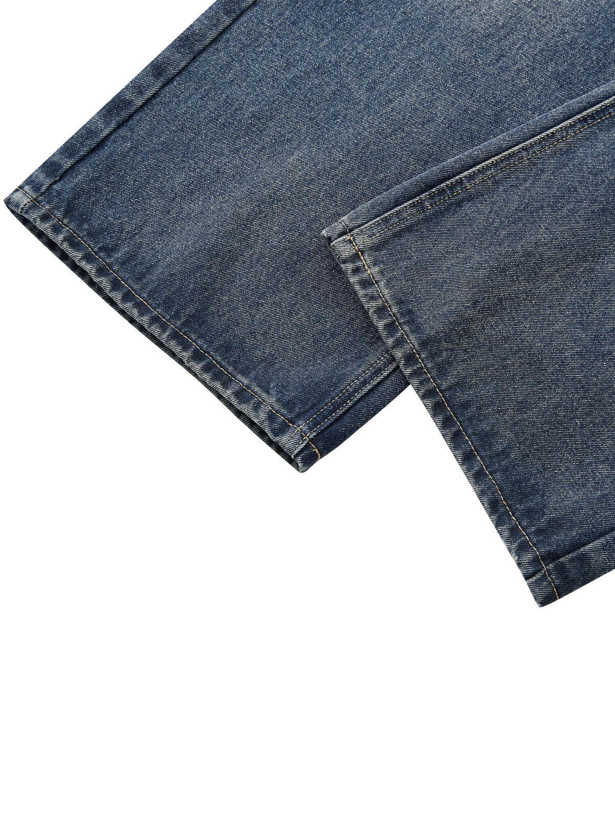 Men’s Vintage Wash Straight Leg Denim Jeans