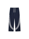 Curved Stripe Straight-Leg Sweatpants