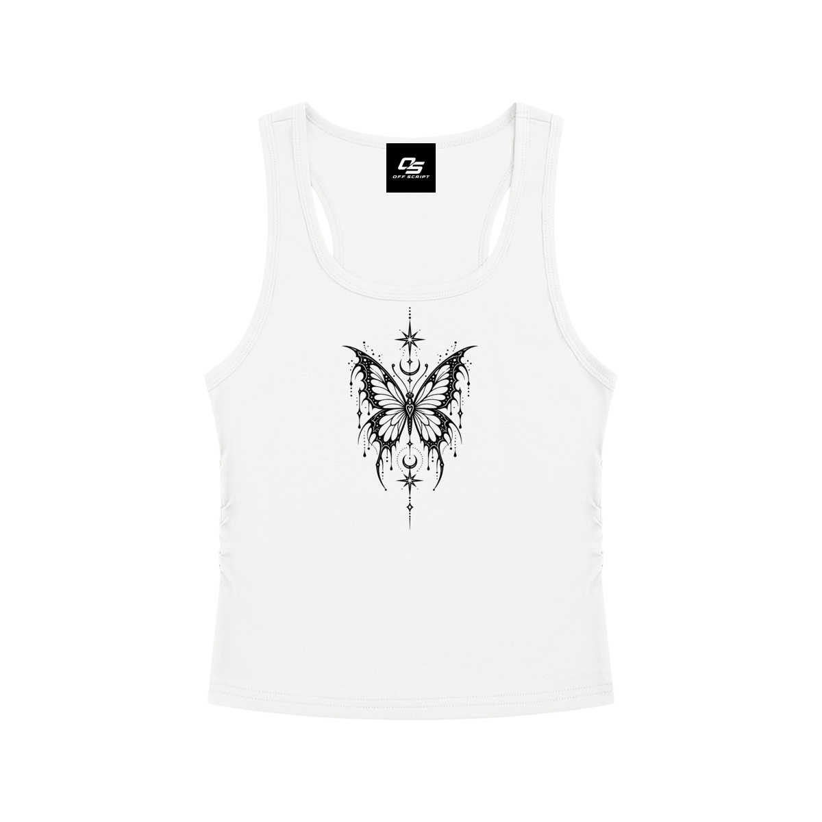 Celestial Butterfly Ruched Cropped Tank Top