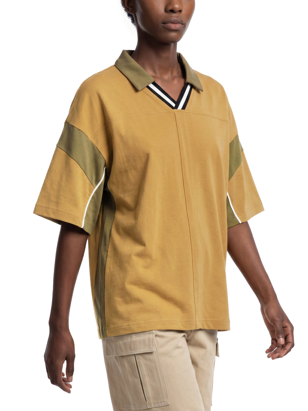 Unisex Boxy Colour Block Polo Shirt