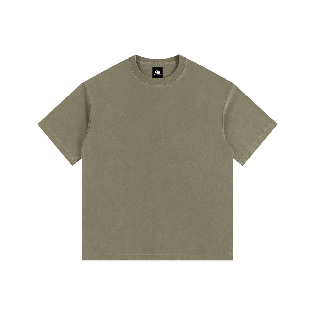 Army Green Unisex Vintage-Washed Oversized Cotton T-Shirt front view