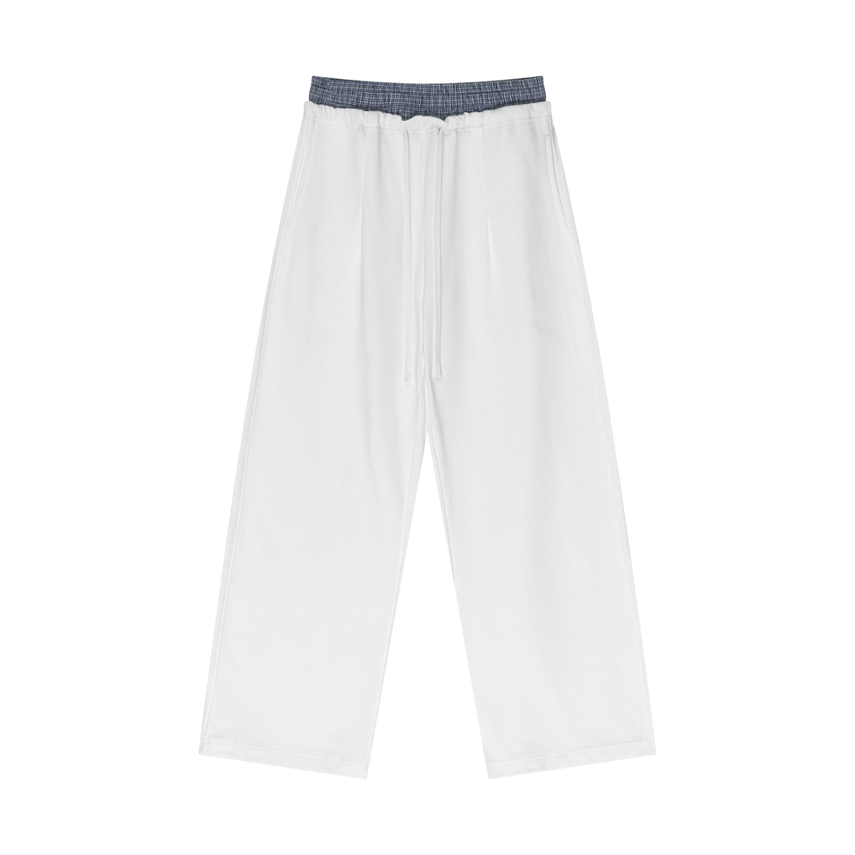 Unisex Plaid Contrast-Waist Pants product image