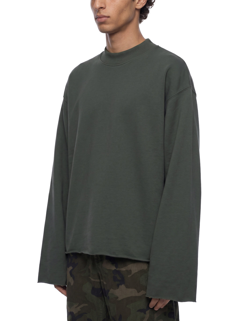 Unisex Mock-Neck Raw-Edge Boxy Sweatshirt