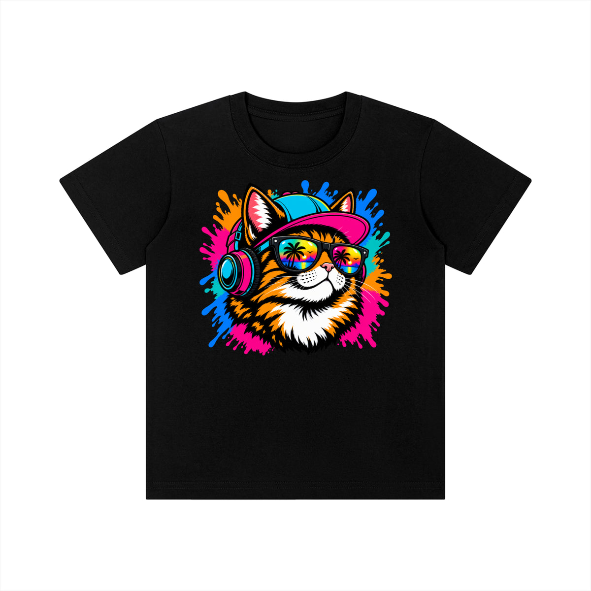 DJ Cat Kids' Crewneck Short-Sleeve T-Shirt