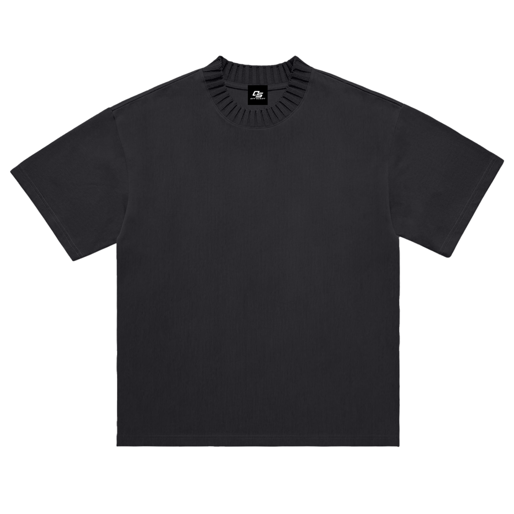 Unisex heavyweight knitted crewneck T-shirt in Black – front product view