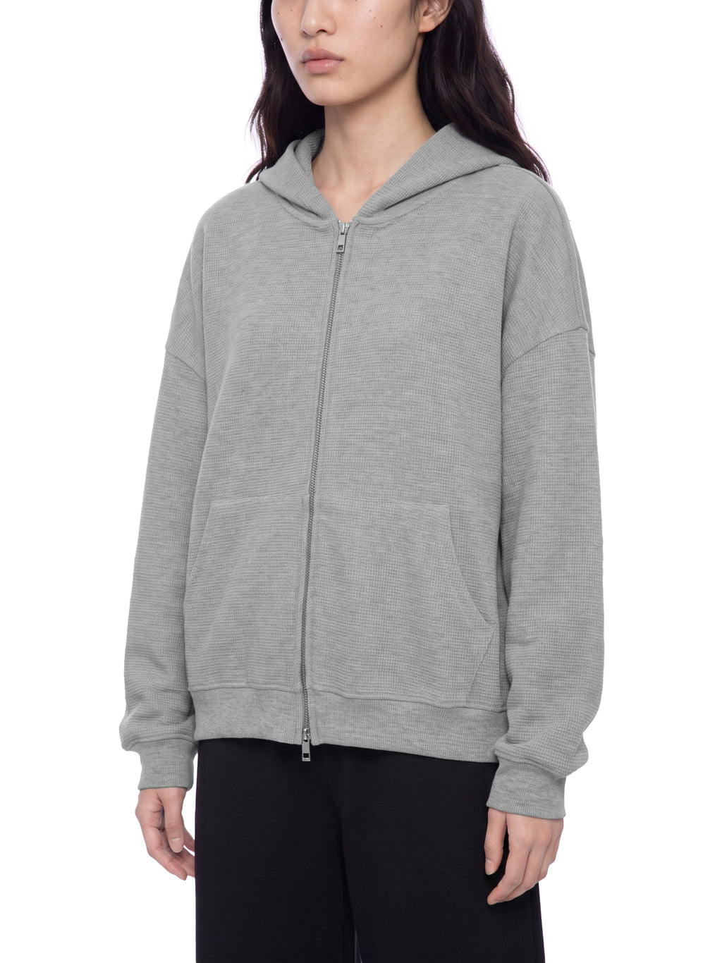 Unisex Waffle Boxy Full-Zip Hoodie