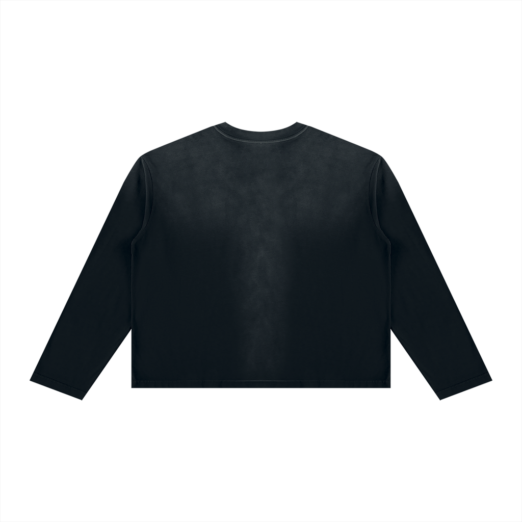 Off Script Sunfade Boxy Long Sleeve T-Shirt - Black back view