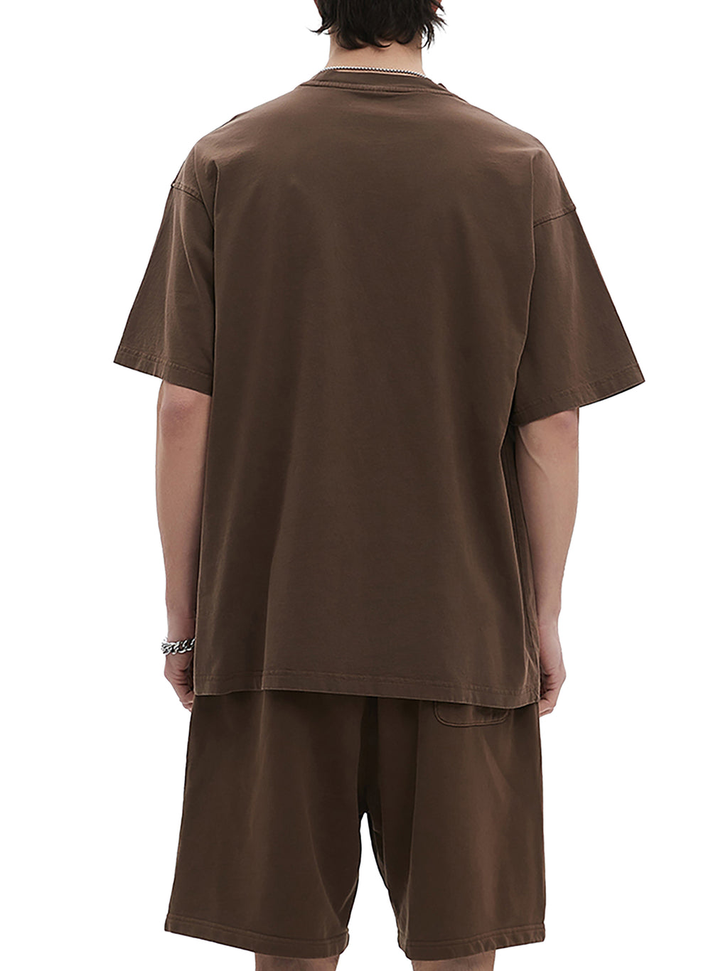 Camel Enzyme Washed T-Shirt on male model back view