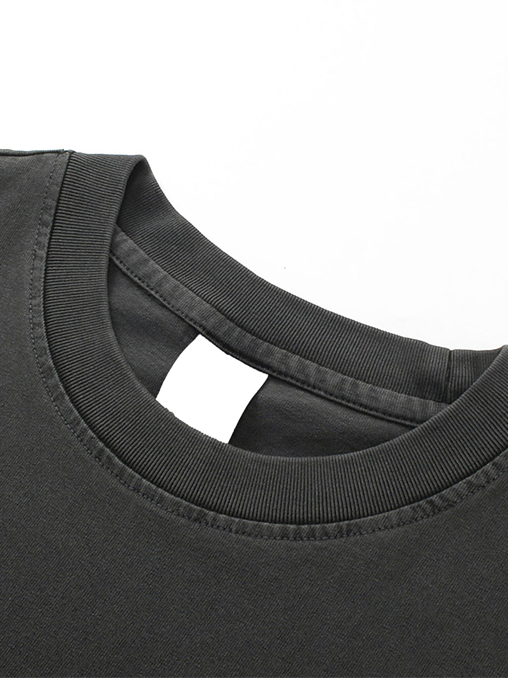 Retro Black Enzyme Washed T-Shirt neckline detail