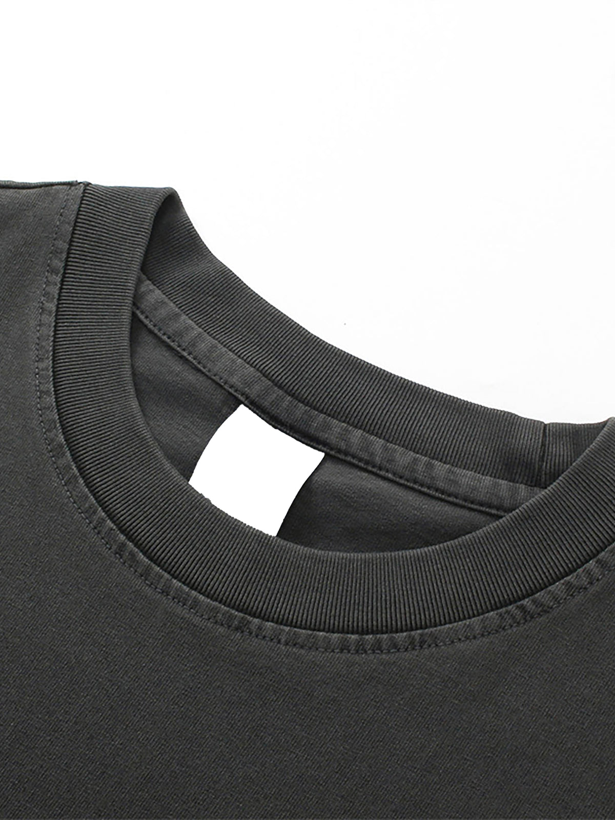 Retro Black Enzyme Washed T-Shirt neckline detail