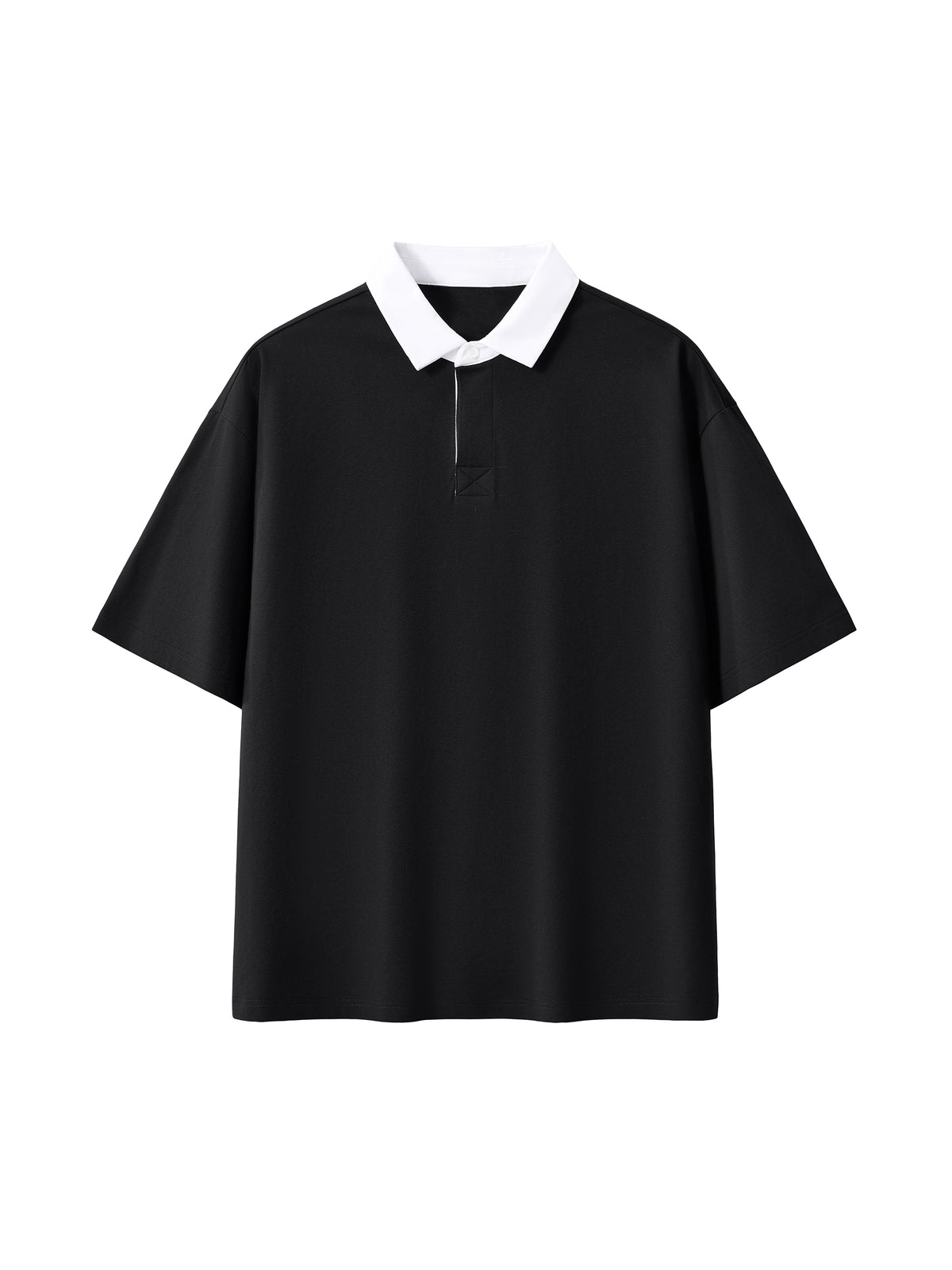 Off Script Essential Contrast Polo Shirt - Black front view