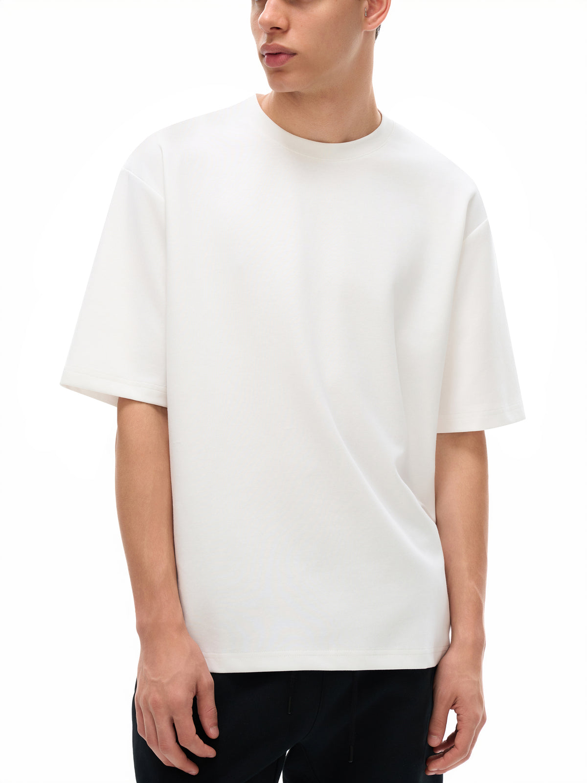 White Essential Cooling Performance T-Shirt front fit detail
