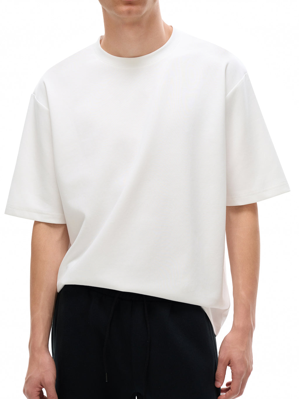 White Essential Cooling Performance T-Shirt fabric and fit detail