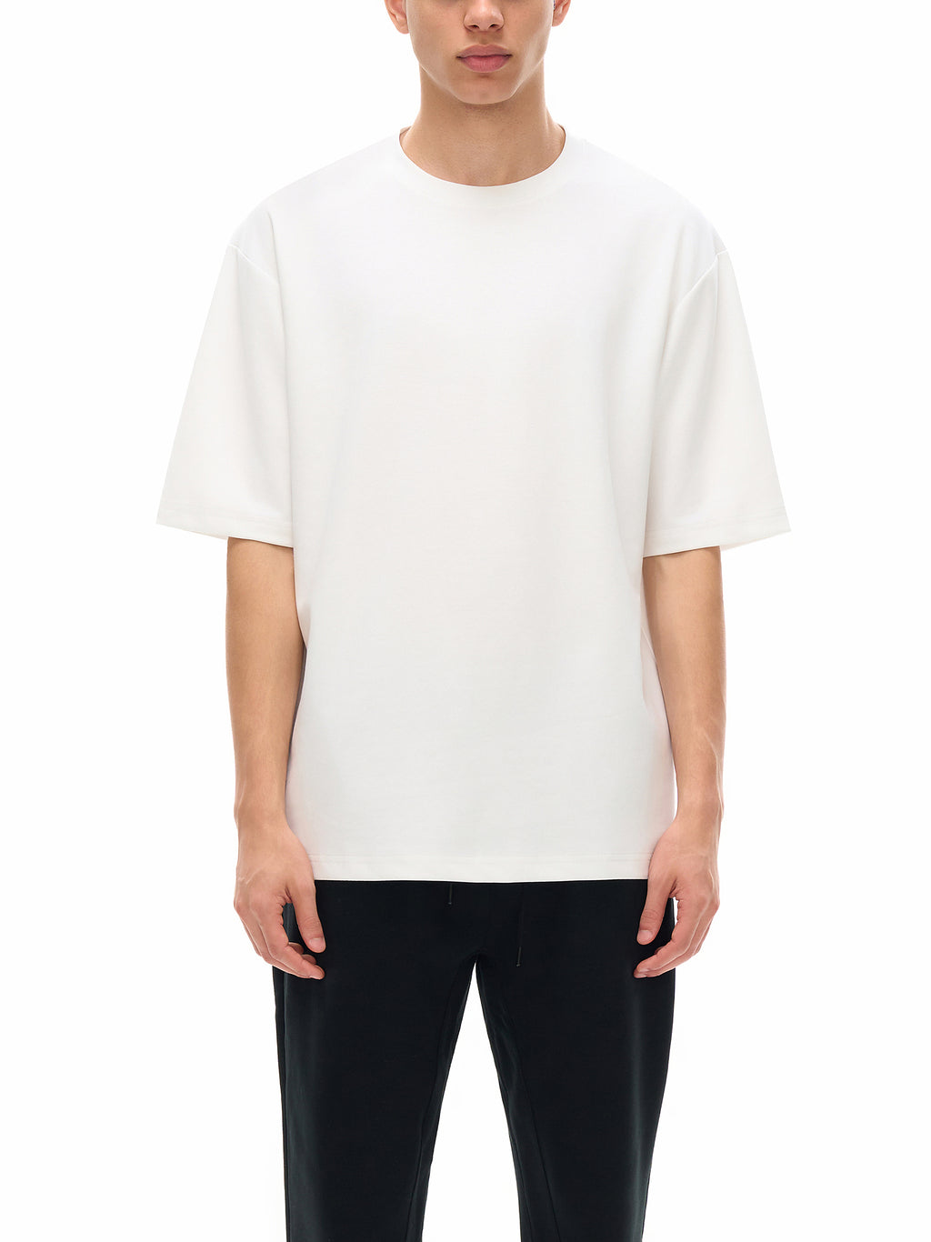 White Essential Cooling Performance T-Shirt on model front view