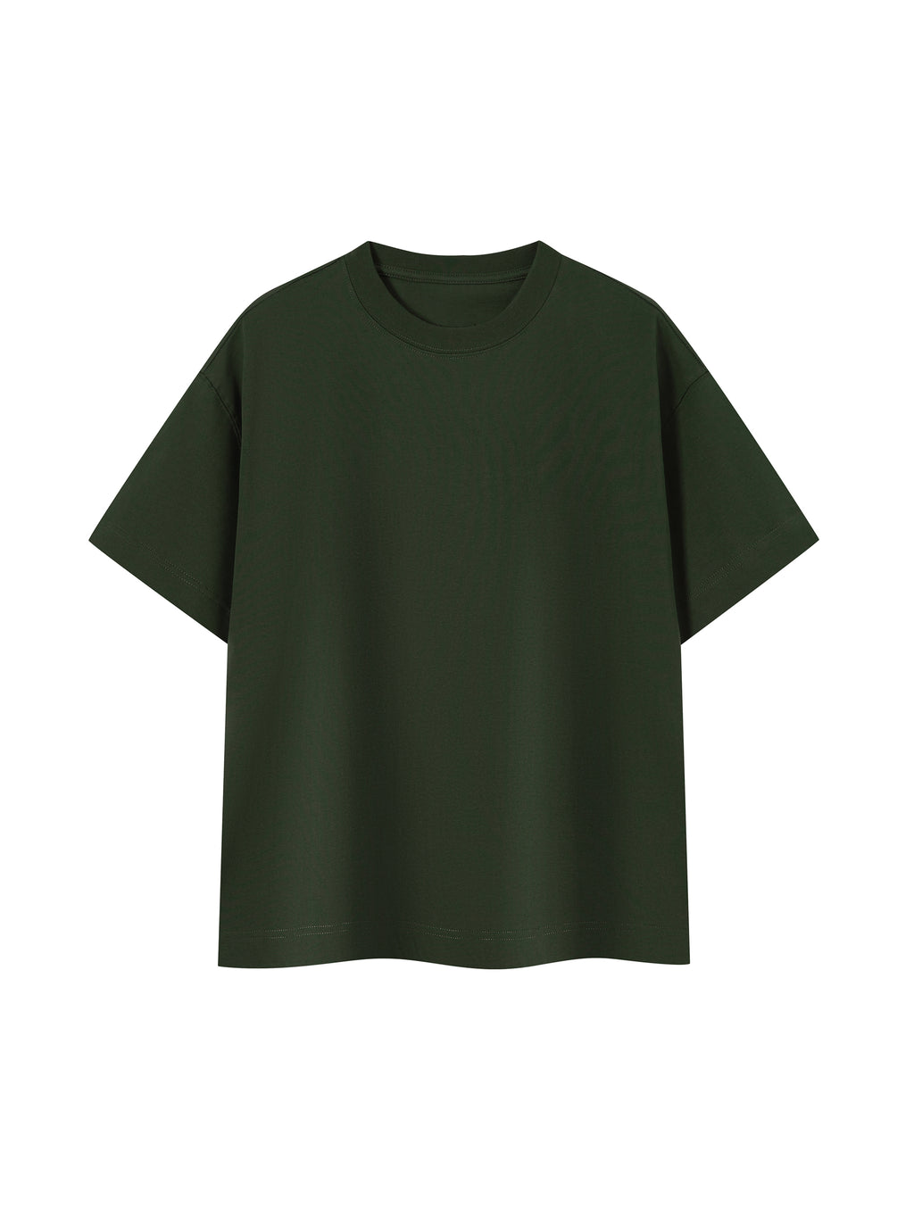 Off Script Essential Cotton Boxy T-Shirt - Dark Green front view